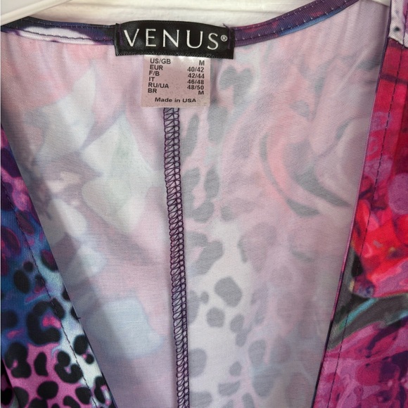 Venus Y2K Floral Animal Print Embellished V-Neck Top Size Medium - Picture 3 of 4